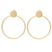 Round Earrings with Hollow Circle, 41x35 mm - Gold-Plated 304 Stainless Steel (Set of 2)