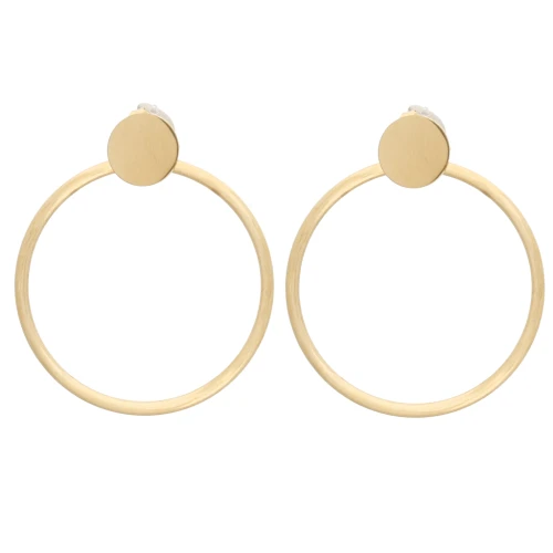 Round Earrings with Hollow Circle, 41x35 mm - Gold-Plated 304 Stainless Steel x2