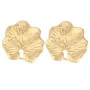 Handcrafted Leaf-Shaped Ear Clips, 23x26 mm - Gold-Plated 304 and 316 Stainless Steel (2-Pack)