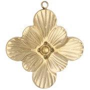 Flower Pendant with Zirconium Oxide, 24x26.5 mm - Gold-Plated 304 Stainless Steel x1
