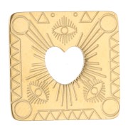 18x17.3 mm rectangular spacer with openwork heart design, 316 stainless steel, gold-plated x1