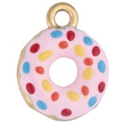 Donut Charm 12x15.5 mm - Epoxy Resin - Gold-Plated 304 Stainless Steel - Rose Gold x1