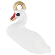 Swan Charm 16x20 mm - Epoxy Resin - Gold-Plated 304 Stainless Steel - White x1