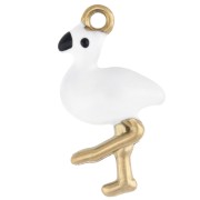 Flamingo Charm 19x10.5mm - Epoxy Resin - Gold-Plated 304 Stainless Steel - White x1