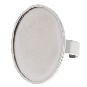Adjustable Ring for Flat-Back Cabochon, 25x18 mm - 304L Stainless Steel x1