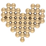 Heart Brooch with Small Beads, 18x20 mm - Gold-Plated 304 Stainless Steel x1
