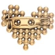 Heart Brooch with Small Beads, 18x20 mm - Gold-Plated 304 Stainless Steel x1