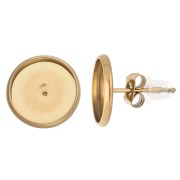 10 mm Flat Cabochon Earstuds - Gold-Plated 303 Stainless Steel (2-Pack)