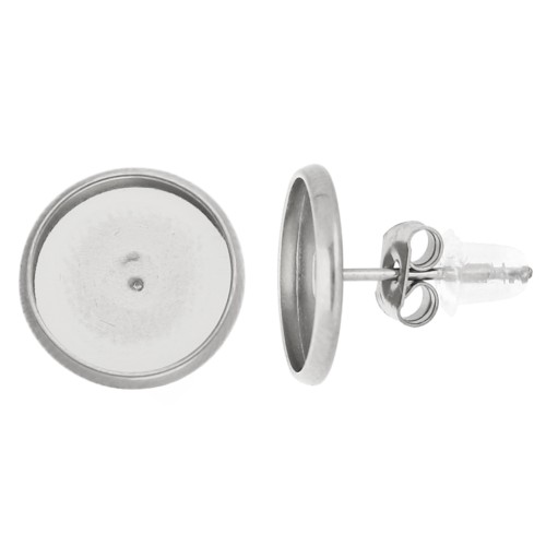10 mm Flat Cabochon Earstuds - 303 Stainless Steel (2-pack)