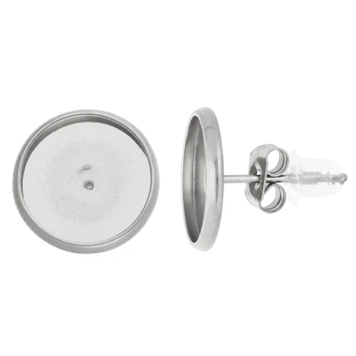 10 mm Flat Cabochon Earstuds - 303 Stainless Steel (2-pack)