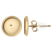 8 mm Flat Cabochon Earstuds - Gold-Plated 303 Stainless Steel (2-Pack)