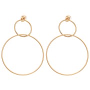 Double Circle Earrings 47x35 mm - Gold-Plated 304 Stainless Steel (2-Pack)