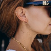 Double Circle Earrings 47x35 mm - Gold-Plated 304 Stainless Steel (2-Pack)