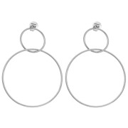 Double-Circle Earrings, 47x35 mm - 304 Stainless Steel x2