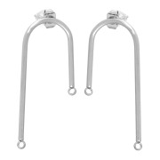 Asymmetrical Bridge Earstuds, 37x16 mm - U-Shape - 304 Stainless Steel x2