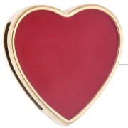 14.5x14 mm Heart-Shaped Earring Back for 10 mm Lace - Gold-Plated 304 Stainless Steel - Red