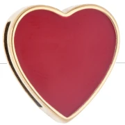 14.5x14 mm Heart-Shaped Earring Back for 10 mm Lace - Gold-Plated 304 Stainless Steel - Red