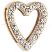 15x13 mm Heart-Shaped Earring Back with Rhinestones for 10 mm Laces - Gold-Plated 304 Stainless Steel|raw }}