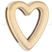 15x13 mm Heart-Shaped Earring Back with Rhinestones for 10 mm Laces - Gold-Plated 304 Stainless Steel