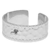 Wide, hammered, adjustable ring with a closed band - Sizes 53–60 - 304L stainless steel x1