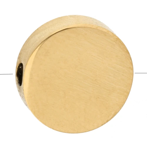 10 mm Round Flat Bead - 316L Stainless Steel, Gold-Plated x1