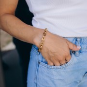 8.2 mm Nautical Link Bracelet - Gold-Plated 304 Stainless Steel x 17 cm