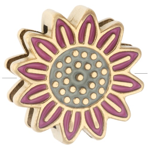 14 mm Flower Earring Back for 10 mm Lace - Gold-Plated 304 Stainless Steel - Pink