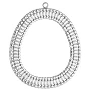 Irregular oval pendants, 35x30 mm - 304 stainless steel x2