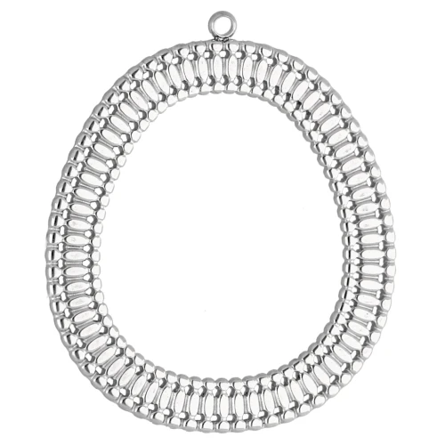 Irregular oval pendants, 35x30 mm - 304 stainless steel x2