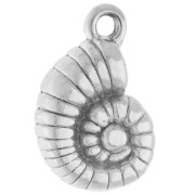 Snail-shaped seashell charm, 13.5 x 9 mm - 316 stainless steel x 1