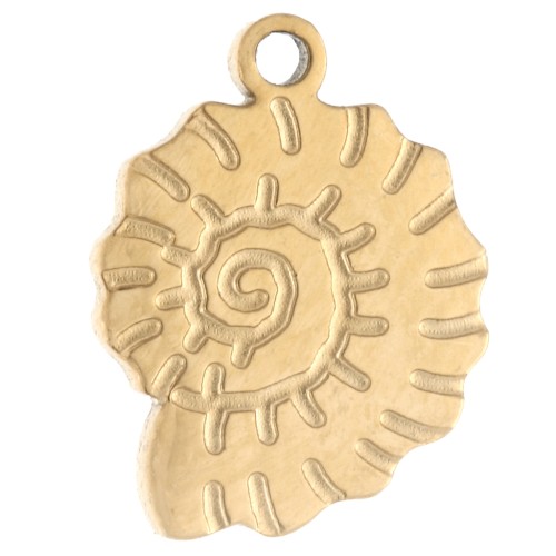 Snail Shell Charm, 11x8 mm - Gold-Plated 316 Stainless Steel x1