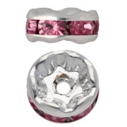 6 mm Rhinestone Washers - Silver - Light Pink (4-pack)