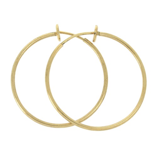 Clip-on Hoop Earrings - For Unpierced Ears, 36.5 mm - Gold x2