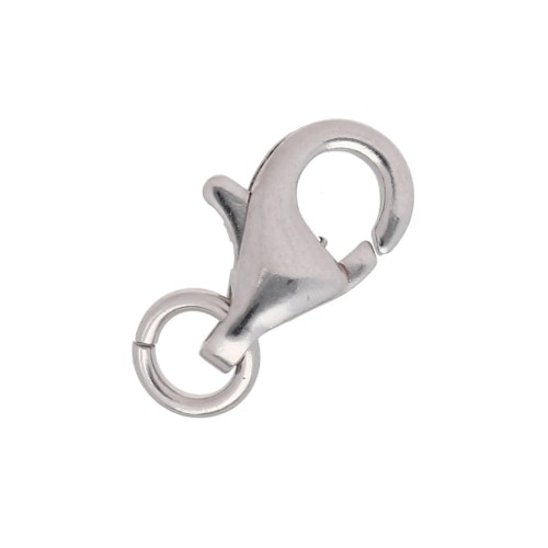 11 mm Lobster Clasp with Open Ring - Silver-Plated x1