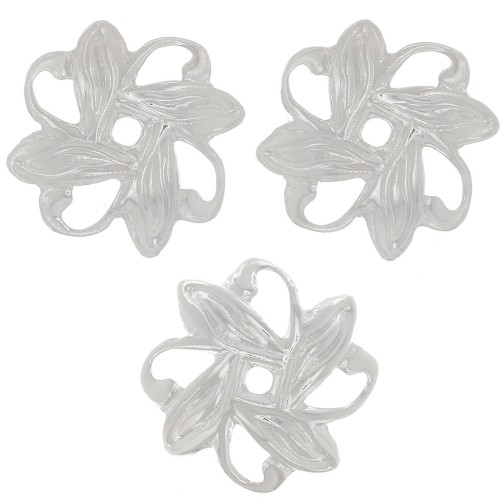Handcrafted Beads Caps, 10 mm - Silver-Plated (Set of 20)