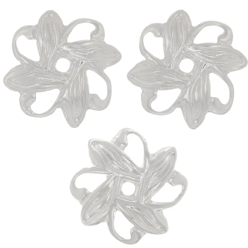 Handcrafted Beads Caps, 10 mm - Silver-Plated x20