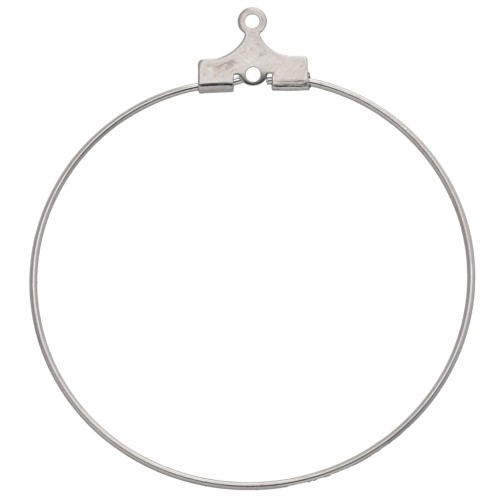 Earring Backs - 35 mm Hoop Earrings to Decorate with 1 Hole - Silver-Plated (2-Pack)