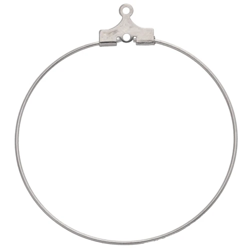 Earring Backs - 35 mm Hoop Earrings to Decorate with 1 Hole - Silver-Plated x2