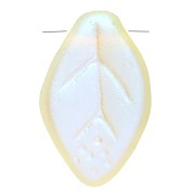 12x8 mm Czech Glass Leaf Beads - Jonquil AB Matte x6