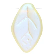 12x8 mm Czech Glass Leaf Beads - Jonquil AB Matte x6