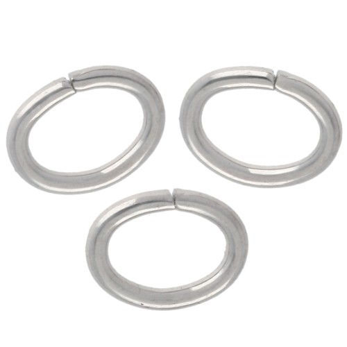 Oval Open Rings 5x4x0.7 mm - Silver-Plated x50