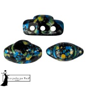 Volos® Glass Beads by Puca® 4x8 mm - Enamel Blue Yellow x10g