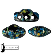 Volos® Glass Beads by Puca® 4x8 mm - Enamel Blue Yellow x10g