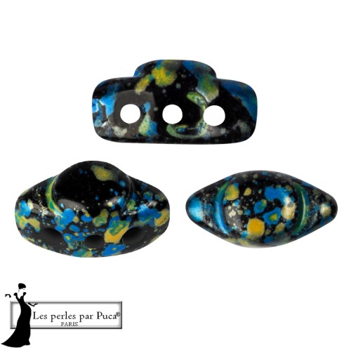 Volos® Glass Beads by Puca® 4x8 mm - Enamel Blue Yellow x10g