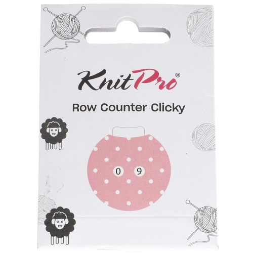 Clicky 4 cm Manual Stitch Counter - Knitpro - Pink - White x1