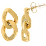Gift - 22x11 mm Cuff-Style Earrings, 304L Stainless Steel, Gold-Plated (Set of 2)