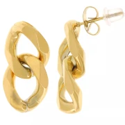 Gift - 22x11 mm Cuff-Style Earrings, 304L Stainless Steel, Gold-Plated (Set of 2)