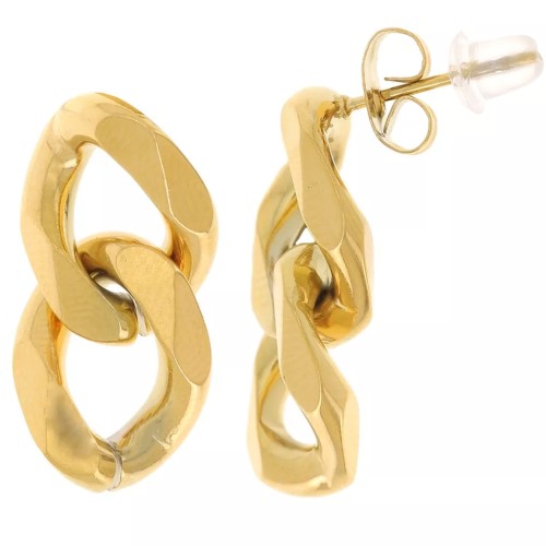 Gift - 22x11 mm Cuff-Style Earrings, 304L Stainless Steel, Gold-Plated (Set of 2)