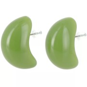 Gift - 28x16 mm opaque resin teardrop earrings - Avocado green x2