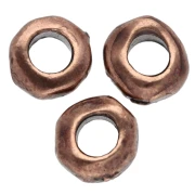 Irregular rondelle beads, 5 mm - large hole - Antique copper x5